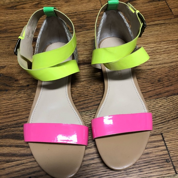 neon sandals flat